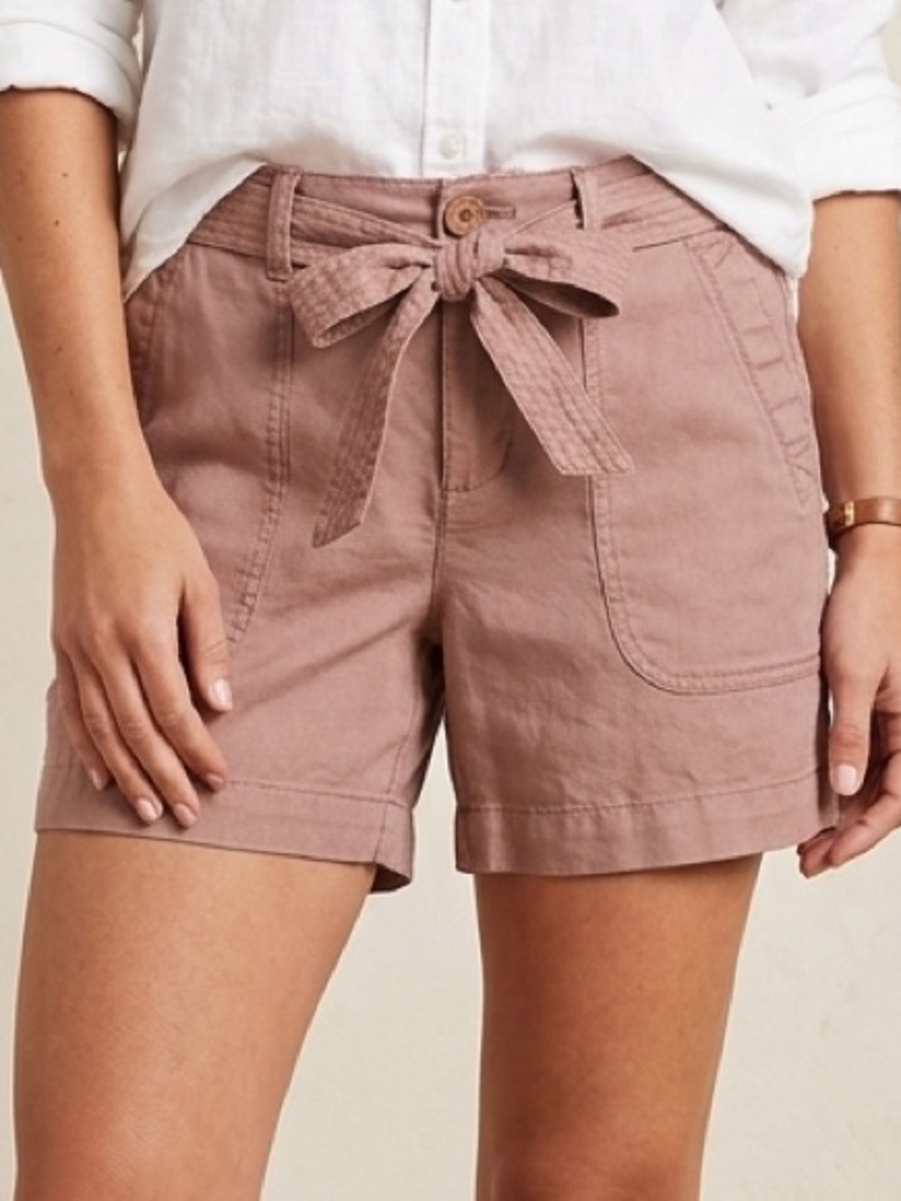 Liverpool Linen Blend Carpenter Shorts Tuscan Sunset Size 10 Utility Boho